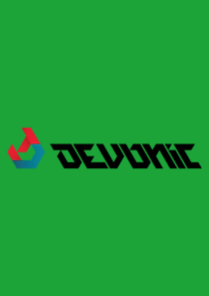 Logo bicyklov značky Devonic na zelenom pozadí